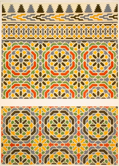 Geometric Ceramic Decoration from the Mosque of Cheykhoun, 19th Century by Emile Prisse d